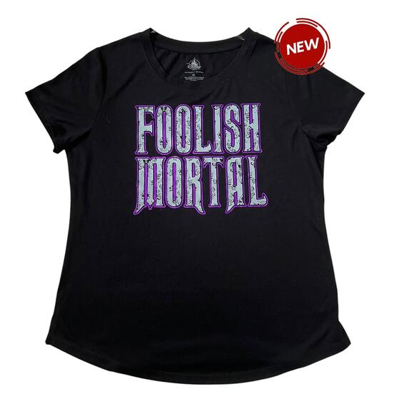 Disney Tops - Disney Black Printed Follish Mortal T-Shirt Women‎ Size Medium NWT | 42-21